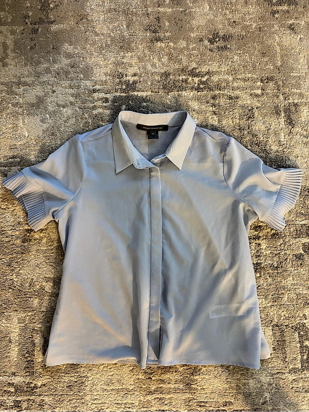 French Connection Collared Short Sleeve Button Down in Blue
